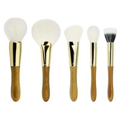 China Silky soft popular products wholesale 5pcs face makeup brush set privately label make up brush set wooden handle brush set for sale