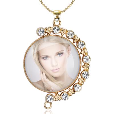 China New Design Custom Aluminum Metal Chain Sublimation Metal Pendant Necklace With Diamond for sale