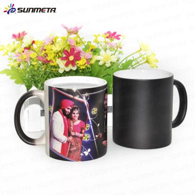 China Sunmeta 11oz Viable Sublimation Photo Ceramic Magic Color Changing Thermal Mug For Sublimation for sale