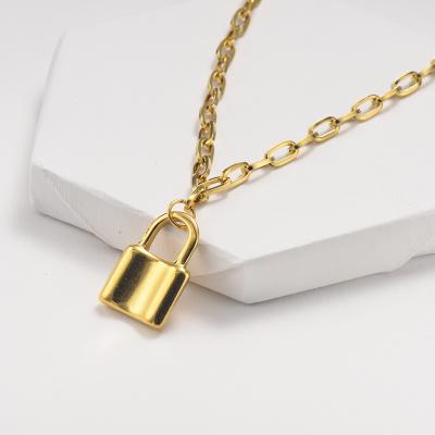 China Baoyan joyas en acero wholesale 18K stainless steel environment friendly stainless steel lock gold plated jewelry necklace for sale