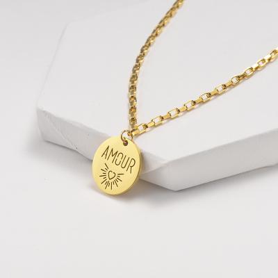 China Baoyan Fashion Wholesale Stainless Steel Environmental Friendly 18K Gold Plated Simple Sun Necklace for sale