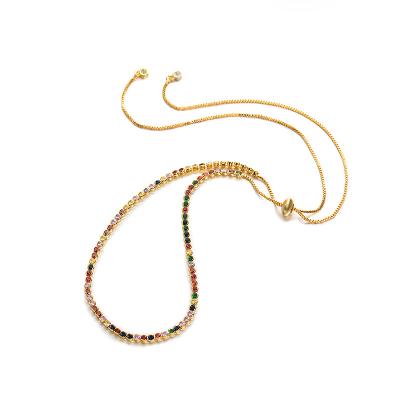 China BAOYAN Trendy Adjustable Gold/Silver Rainbow Crystal Choker Necklace Tennis Necklace for sale