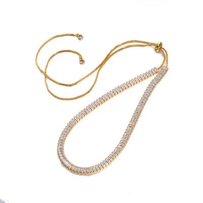 China BAOYAN Trendy Adjustable Gold Plated Rainbow/Crystal Choker Necklace Clear for sale