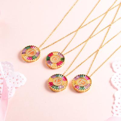 China Fashionable Gold Plated Rhinestone Rainbow Crystal Initial Letter Name Necklace from BAOYAN for sale