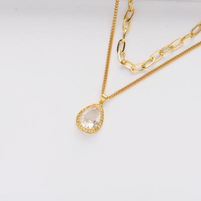 China BAOYAN FASHIONABLE Fashion Jewelry Oro Laminado 18K Layered Necklace A.C.A. Zircon Necklace Copper Jewelry Chain Necklace for sale