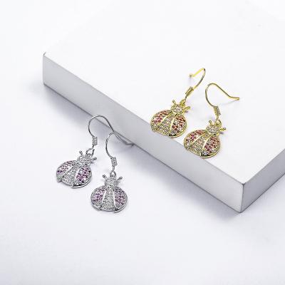 China FASHIONABLE silver gold plated crystal earrings charms brass wedding jewelry with zircon for sale