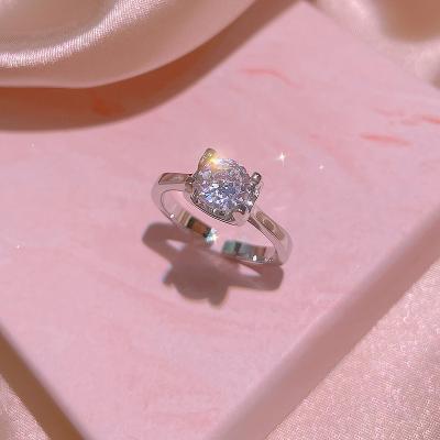 China CLASSIC luxury bridal wedding engagement 925 sterling silver square tiny moissanite ring anillos de plata real for sale