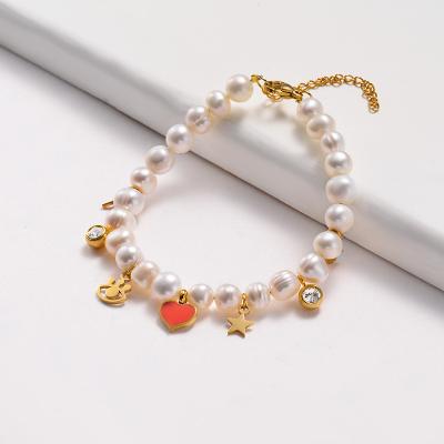 China Star Heart Metal Stainless Steel BAOYAN Beaded Bracelet Freshwater Casual/Sports Pearl Wholesale for sale