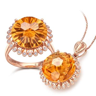 China Yellow Jewelry Imitation Rose Gold Geometric Gemstone Jewelry Trendy Trendy 2022 Women Jewelry Sets for sale