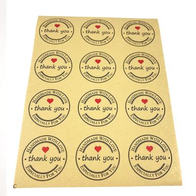 China Wholesale Waterproof Thank You Kraft Paper Sticker Label for sale