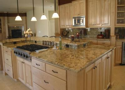 Κίνα Σύγχρονα Countertops κουζινών πολυτέλειας πολωνικά/ακονισμένα μαρμάρινα με τον κεραμικό νεροχύτη προς πώληση