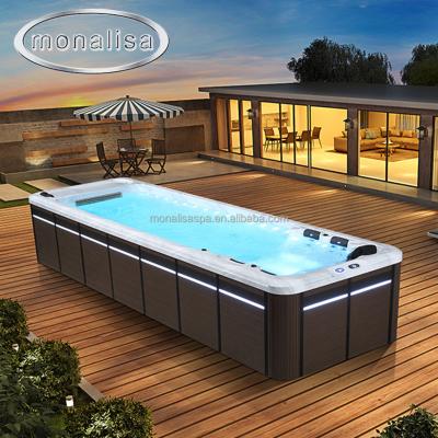 China Outdoor Use Monalisa Automatic Rectangle 7.8 Meter Endless Spa Pool Outdoor Massage Whirlpool for sale