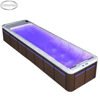 China Large Massage Pool Above Ground Fiberglass Endless Spa 8m Swimming Pool Outdoor Swimming Pool for sale