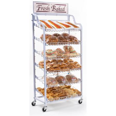 China Floorstanding Customized Floorstanding Metal Wire Supermarket Display For Bakery for sale