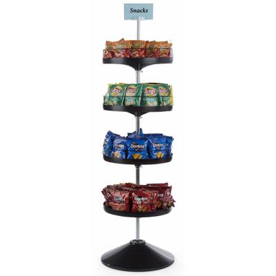 China Floorstanding Customized Plastic And Spinning Display Stand With 4 Round Trays For Snacks for sale