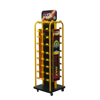 China Double Sided High Quality Double Sided Metal Battery Display Stand Racks For Retail Store for sale