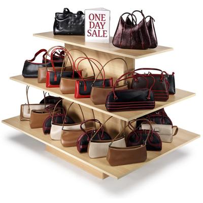 China Floorstanding Customized Maple Wood Handbags Display Table For Retail Store for sale