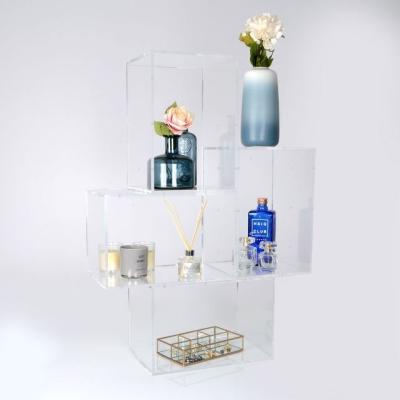 China The Counter Crystal Clear Acrylic Table Riser Stacking Cube Display Stand For Store for sale