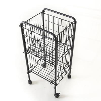 China Sustainable Customized Rolling Cart Home Metal Wire Mesh Trolley Organizer Hand Sundries Storage Rack Trolly With Handle And Wheels for sale