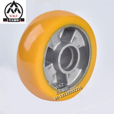 China 4 inch casters and flat freewheels/outdoor aluminum polyurethane medium duty camber given single wheel hub/good quality PU hot selling caster for sale