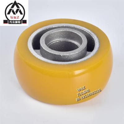 China 3 inch flat core free medium duty aluminum circular cambered polyurethane outer caster wheel / orange single wheel / good quality casters for sale