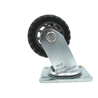 China 4 Inch Platform Swivel Flat Caster Freewheel/Camber Heavy Duty Aluminum Hub Caster Wheel/Elastic Rubber Rubber Wheel Best Prices for sale