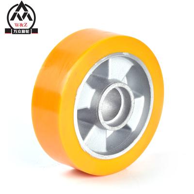 China Single flat free aluminum core wheel/4 inch 100 mm medium duty aluminum core polyurethane caster wheel/hot selling caster wheels for sale