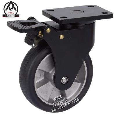 China 5 inch flat free wheel/swivel aluminum alloy black medical casters good quality with double brake/best medical caster wheel for sale