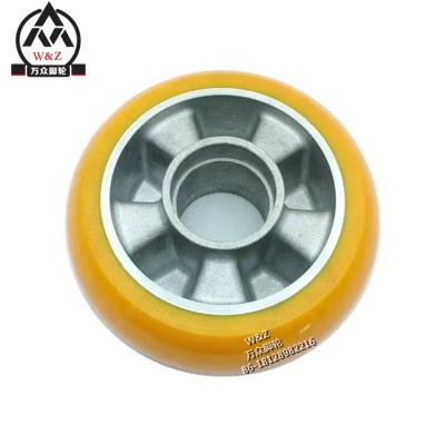 China Other 6 Inch Single Wheel / Camber Aluminum Alloy Core High Strength POLYURETHANE Wheel / Orange Red Single Casters And Wheels for sale