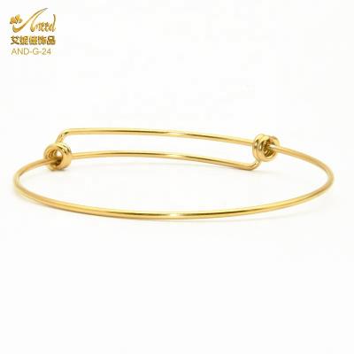 China Fashion Wholesale Stainless Steel Gold Plated Blank DIY Adjustable Expanding Twist Wire Bangle Bracelets For Jewelry Making for sale