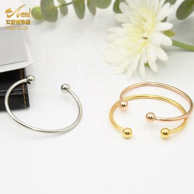 China Fashion High Quality Diameter 60MM Thickness Stainless Steel DIY 3MM Open Cuff Bracelet With Ball End Screws For Charm Beads ForJewelry for sale