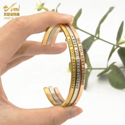 China Fashion Inspirational Jewelry High Quality Custom Stainless Steel See You Next Tuesday Positive Inspirational Cuff Bracelets Bangle for sale