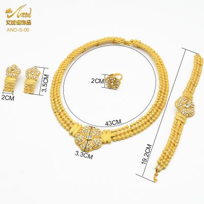 China Nigerian Bollywood Necklace Women Jewelry Set Brand Jewelry Brazilian Zircon Earring Bracelet Bridal Romantic Big Long Big Set for sale