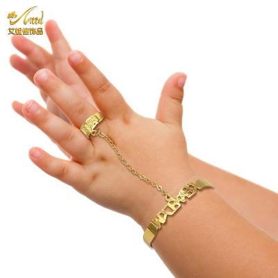 China Custom Toddler Romantic Infant Baby Kids Children 18K Gold Plated Jewelry Kids Charms Pour Kids Adjustable Bangle Bracelet for sale