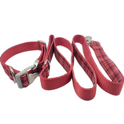 China Hot Selling Cute Red Plaid Padded OEM Leash Pet Supplies For Dog for sale