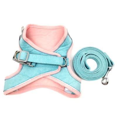 China Color Padded Dog Cat Harness Vest Teddy Bulldog Dog Cat Harness and Puppy Leash for sale