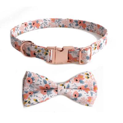 China 2021 Luxury Padded Dog Collar Rose Gold Buckle Custom Cute Pet Printing Adjustable Pet Collar for sale