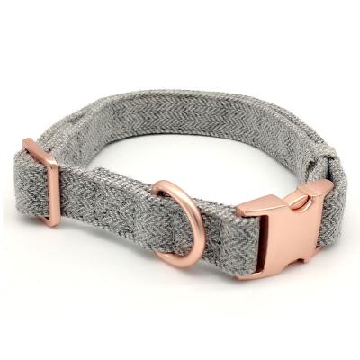 China Personalized Hot Selling Luxury Soft Cotton Pet Collar Custom Label Soft Dog Collars With Gold Metal Buckle for sale