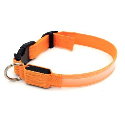 China Wholesale Pet Star Fashion Soft Reflective Safe Reflective Orange Nylon Pet Led Dog Collar for sale