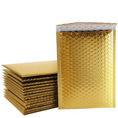 China Strong Adhesive Custom Foil Mailer Bag Gold Poly Bubble Mailers Padded Bubble Mailing Bags for sale