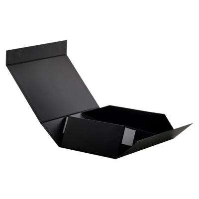 China Recyclable Custom Size Foldable Luxury Black Magnetic Cardboard Paper Box Gift Packaging Box Disposable for sale