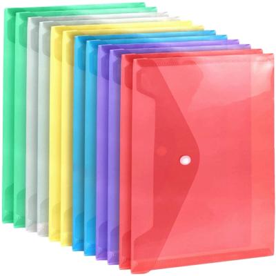 China A4 A5 pp document bag A4 size pp pocket folder popular durable clear plastic document storage bag transparent file bag with button for sale