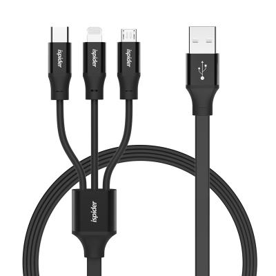 China ispider Hot Selling Fast Data Transfer Multi USB Charging Data Cable 3 in 1 for Iphone and Usb and Micro Type C USB Cable for sale