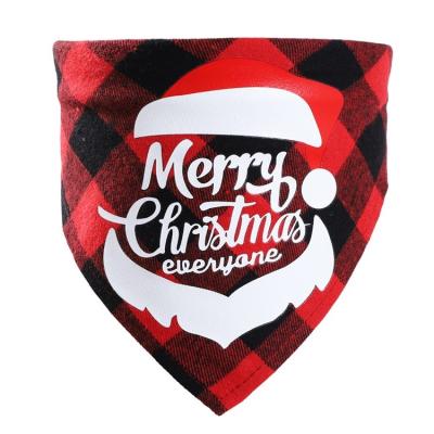 China Hot Sale Cotton Viable Cat Scarf For Holiday Party Pet Christmas Triangle Scarf Dog Plaid Saliva Towel for sale