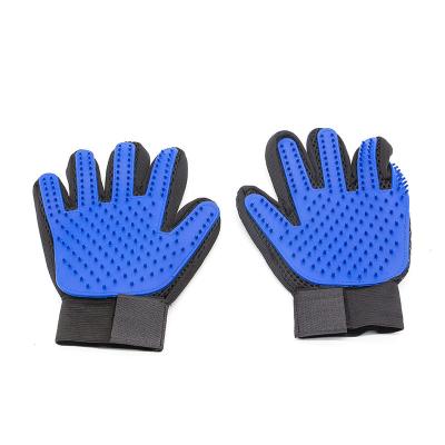 China Viable Solvent Glove Hair Brush Pet Deshedding Glove Soft Massage Glove With Raised Five Finger Design Pet Grooming Glove for sale