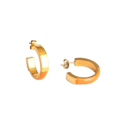 China New Design Trendy Fashion 18K Gold Style Stainless Steel Popular Gold Plated Vintage Earring Stud Earrings For Girls for sale