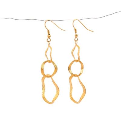 China Fashion Fashion 18K Gold Plated Stainless Steel Non Allergic Layer Long Oval Twist Earrings For Ladies for sale