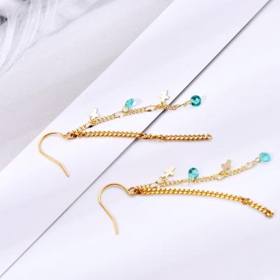 China Fashion 2021 New Styles Gold Plated Jewelry Fashion Shiny Crystal Stone Cross Earring For Lady Gift Jewelry for sale