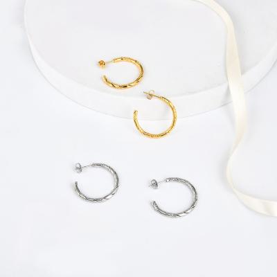 China Fashion Fashion 18K Gold Plated Non Allergic Stainless Steel Big Hoop Earrings for sale