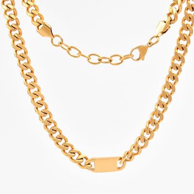 China Fashion Jewelry 14K 18K PVD Gold Plating Necklaces 316L Stainless Steel Cuban Chain Necklace for sale